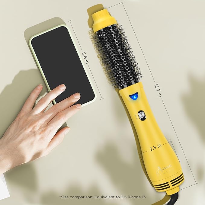 Hair Dryer Brush, Aima Beauty 4-in-1 Upgrade Hot Air Straightener Curler Function for Women, Hair Styling Tools, Yellow-Round
