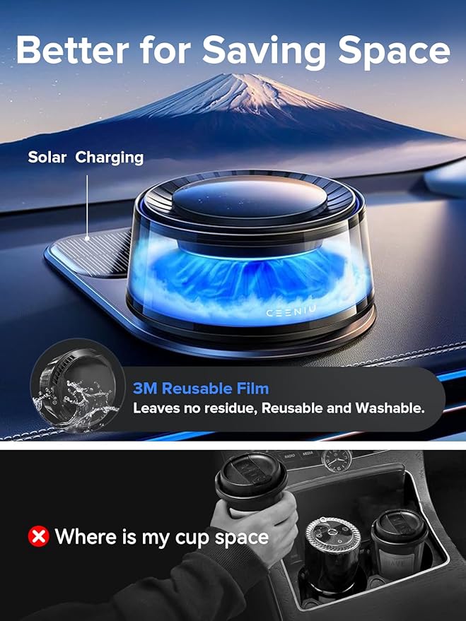 Ceeniu Smart Car Air Fresheners, Premium Scenic Fragrance Car Freshener, Auto On/Off, Adjustable Intensity, Sandalwood Cologne & Cherry Blossom Lasts for 4 months, 2025 New CF8 Automotive Diffuser