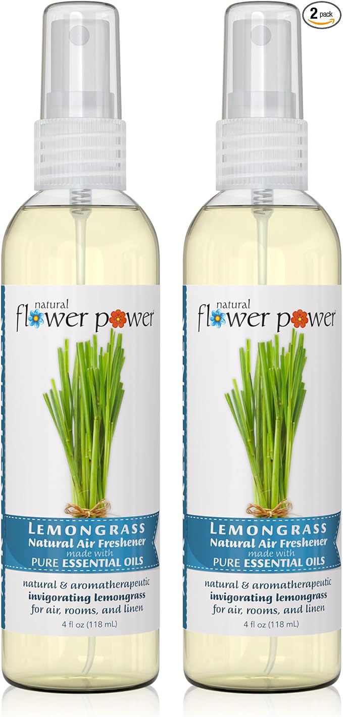 Air Freshener Spray - Odor Eliminator with Essential Oils for the Home, Car & Fabric - Cruelty Free & Vegan - Lemongrass - 2 x 4 oz