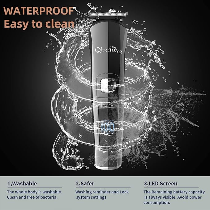 Mens Hair Clipper Beard Trimmer Cordless Mens Grooming Kit Trimmer for Beard Head Face and Body Waterproof IPX7 LED Power Display