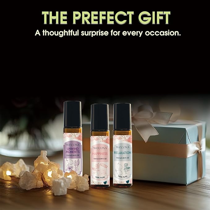 Aromatherapy Essential Oil Roll-On Set โ 6x10ml Essential Oil Blends with Roller Bottles, Portable Essential Oils for Diffusers for Home,Relaxing Gift for Women & Men