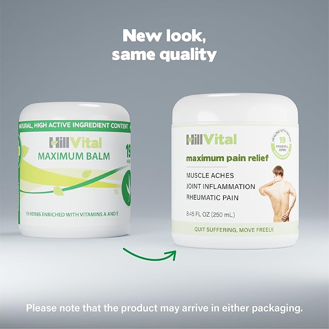 HillVital Maximum Balm Joint Comfort Cream – Extra Strength Arnica Gel Relief, Non-Greasy Joint & Muscle Support Cream for Shoulder, Elbow, Stiff Hands or Fingers, Feet and Knees for Carefree Motion