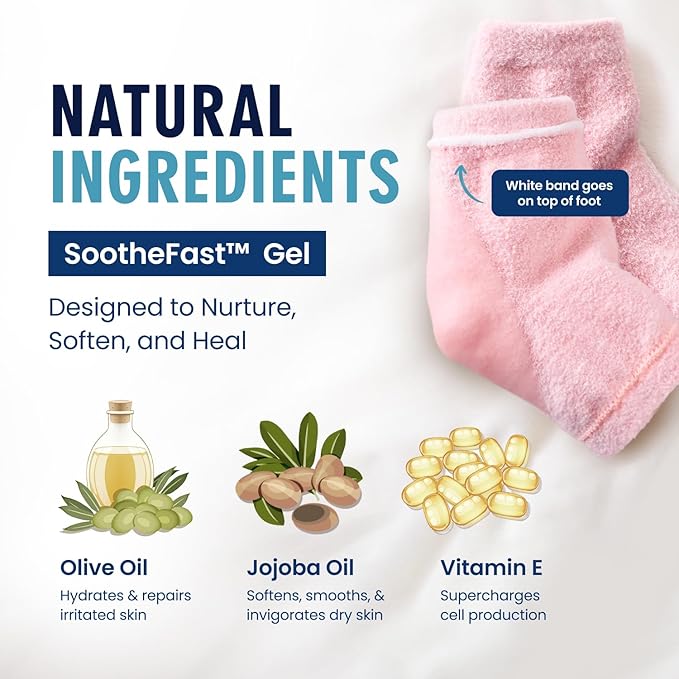 Dr. Frederick's Original Moisturizing Fuzzy Heel Socks - 2 Pairs - Cozy Gel-Lined Sleep Socks for Women & Men - Soothes Dry, Cracked Feet - Heel Repair - Variety Pack