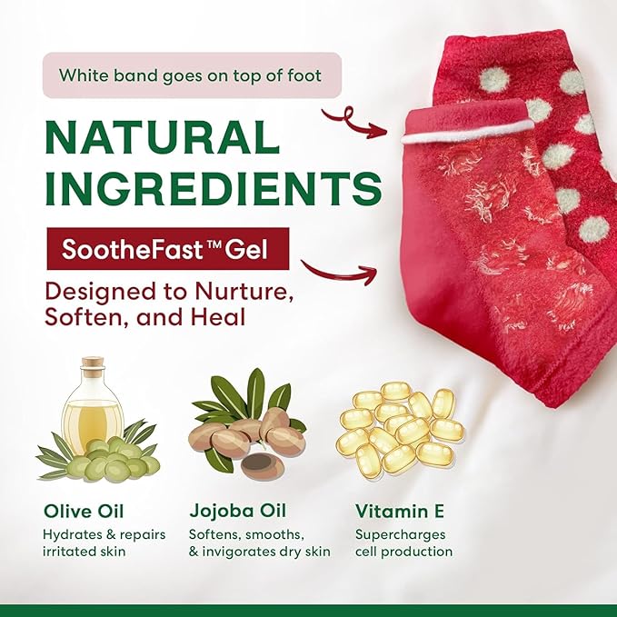 Dr. Frederick's Original Moisturizing Fuzzy Heel Socks - 3 Pairs - Cozy Gel-Lined Sleep Socks for Women & Men - Soothing Dry, Cracked Feet - Cracked Heel Repair (Holiday Special Edition)