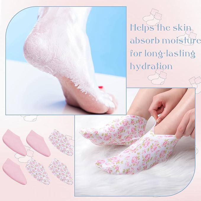 12 Pairs Moisturizing Socks Overnight for Dry Feet Cotton Spa Lotion Cotton Moisture Enhancing Cosmetic Moisturizing Socks for Women Men Foot Care Dry Cracked Feet(Nice,Pink)