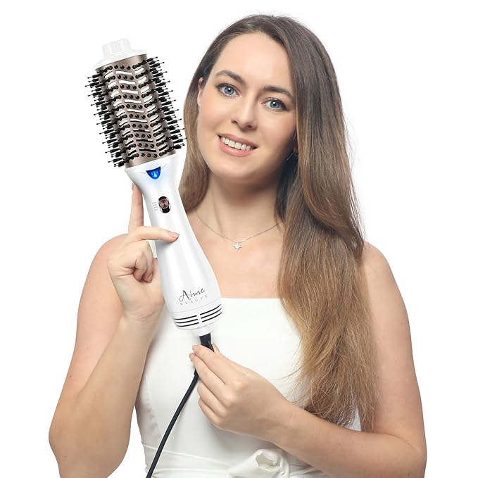 One Step Dryer & Volumizing Hot Air Brush, Blow Dryer, Ceramic Straightener, Curler & Hot Comb 4 in 1 Salon Ionic Hair Styling Tools, White