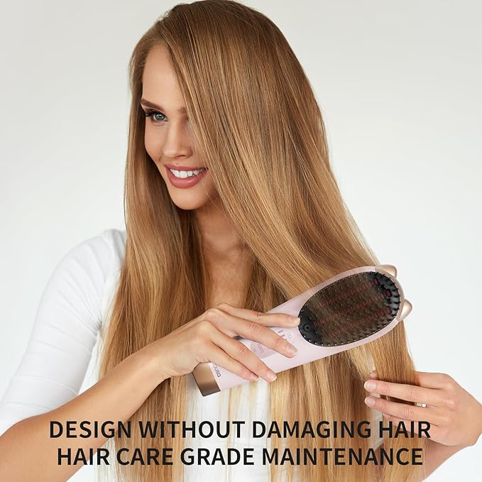 Cordless Hair Straightener,Portable Hair Straightening Brush for Travel, Mini Hot Straightening Comb for Women,Anti-Scald, LED Display & Fast Heating,6000mAh