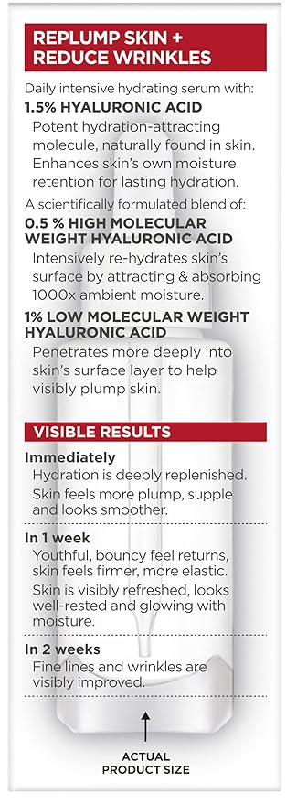 L'Oreal Paris Revitalift 1.5% Pure Hyaluronic Acid Face Serum + Triple Power Anti-Aging Face Moisturizer, 1 kit
