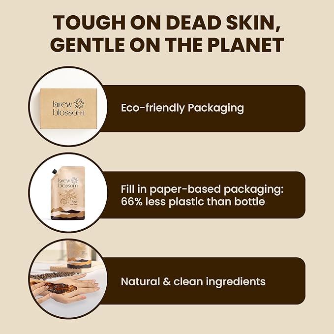 Organic Robusta Coffee Body Scrub 8 oz with Coconut Oil & Shea Butter - Moisturizing and Exfoliating Body, Face, Hand, Foot Scrub - Cellulite, Fight Stretch Mark, Fine Line, Wrinkle