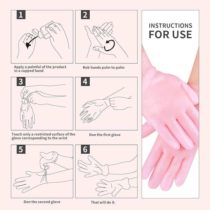 MoyRetty Silicone Moisturizing Gloves 2 Pairs, Flexible & Durable, Ideal for Dry Hands, Home Spa Experience - Pink & Beige