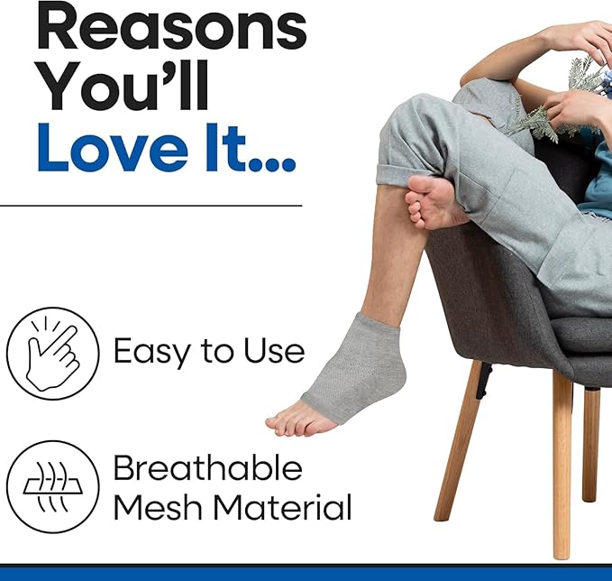 Moisturizing Socks for Men & Women | Aloe Vera Cracked Heel Treatment | Foot Callus Remover | Aloe Socks for Cracked Heels & Dry Feet | Lotion Infused Gel Heel Sleeves (Large - 2 Pairs)