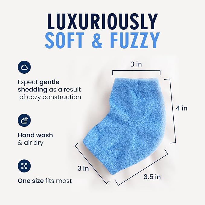 Dr. Frederick's Original Moisturizing Fuzzy Heel Socks - 2 Pairs - Cozy Gel-Lined Sleep Socks for Women & Men - Soothes Dry, Cracked Feet - Heel Repair - Blue Haven