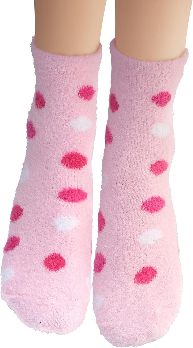 Earth Therapeutics Aloe Vera Socks – Infused with natural aloe vera & Vitamin E – Helps Dry Feet, Cracked Heels, Calluses,Use with Favorite Lotion for Spa Pedicure – Pink/Polka Dots,2 Pairs