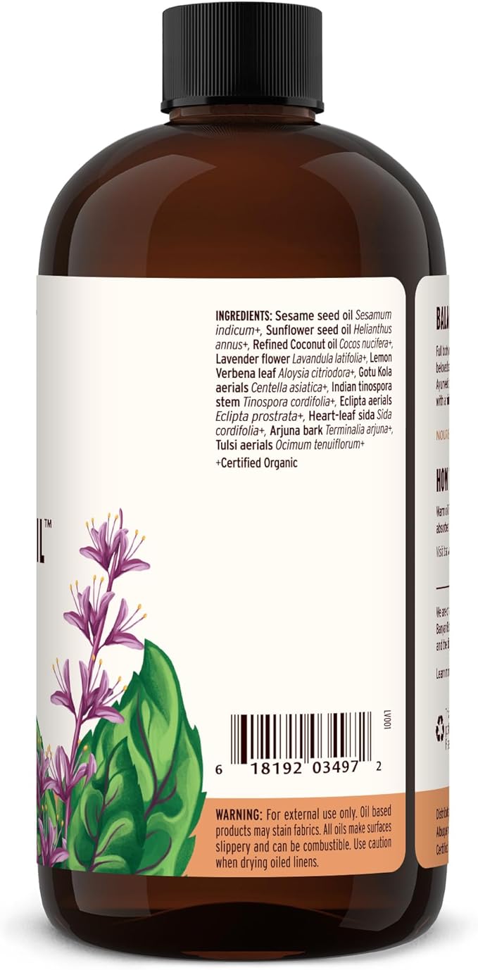 Banyan Botanicals Daily Massage Oil – Organic Ayurvedic Massage Oil – Balancing and Grounding – 24 oz – Non GMO Sustainably Sourced