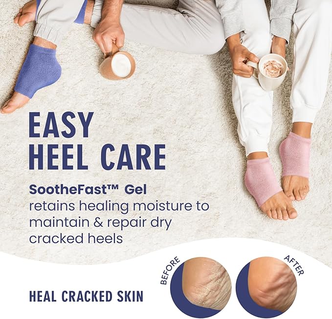 Dr. Frederick's Original Moisturizing Fuzzy Heel Socks - 2 Pairs - Cozy Gel-Lined Sleep Socks for Women & Men - Soothes Dry, Cracked Feet - Heel Repair - Lavender Luxury