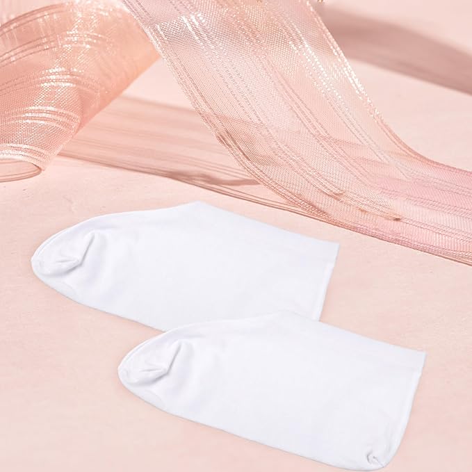 BLMHTWO 4 Pairs Moisturizing Socks, Overnight Foot Care, For Dry Cracked Feet, White Cotton