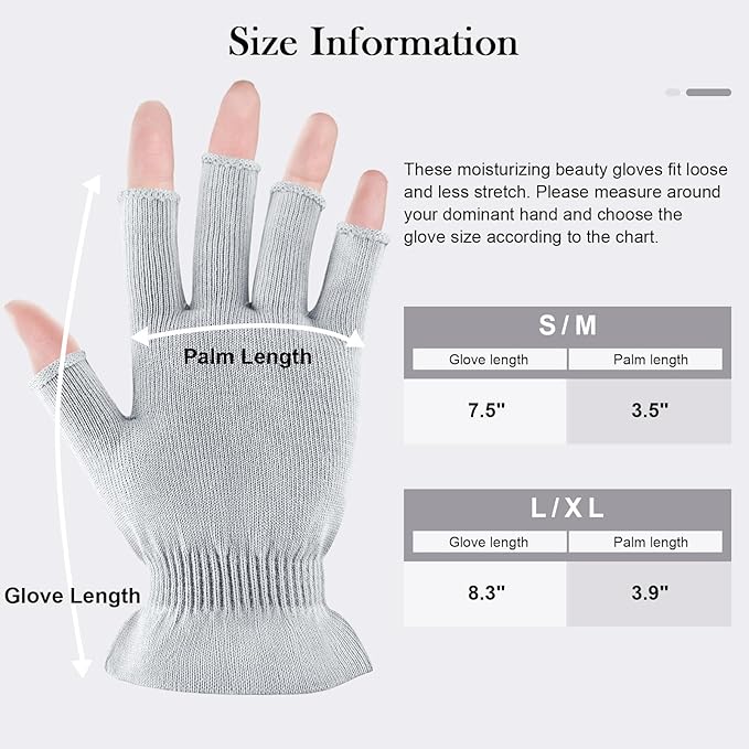 MIG4U Fingerless Moisturizing Gloves, Half Finger Touchscreen Beauty Glove for Eczema, SPA, Dry Hands, Skin Treatment, Summer Sun UV Protection (S/M, Gray-1pair)