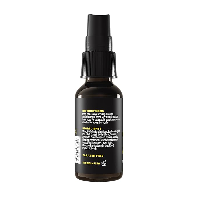 The Beard Club Biotin Vitamin Spray for Facial Hair Growth - Natural Formula for Fuller, Thicker Beard, Easy-to-Use, Nourishing & Soothing for All Beard Types & Skin