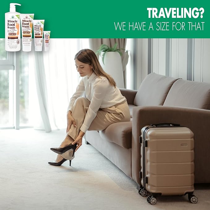 Miracle Foot Repair Cream (1 oz / 12 Pack) Repairs Dry Cracked Heels and Feet, 60% Pure Ultra Aloe Moisturizes, Softens, and Repairs