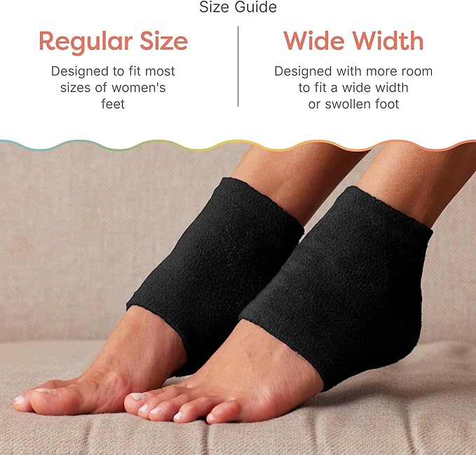 ZenToes Moisturizing Socks for Cracked Heel Treatment - Vitamin E, Olive Oil and Jojoba Oil Infused Heel Socks to Soften and Hydrate (Fuzzy Black, Regular)