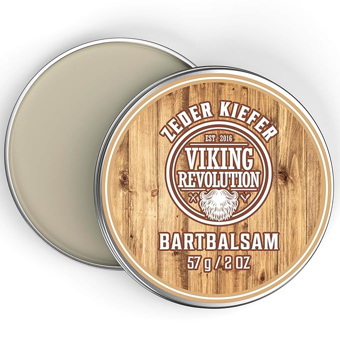 Viking Revolution Cedar & Pine Beard Balm - Butter with Argan Oil, Softener & Moisturizer for Men - Wax for Beards (2oz, 1 Pack)
