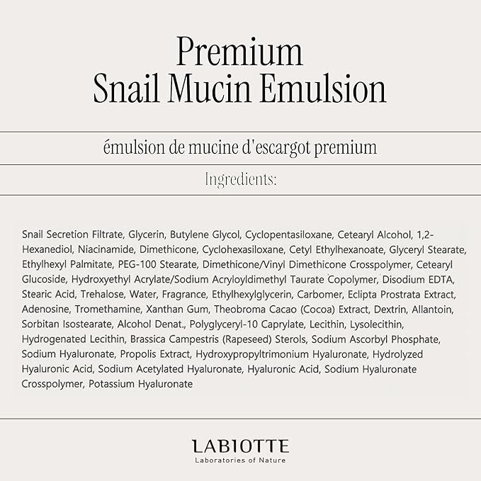 LABIOTTE Premium Snail Mucin Emulsion | Korean Skin Care Emulsion for Women & Men w/ 72% Snail Mucin Essence | Hypoallergenic Balancing Emulsion | Hydrating Moisturizer Emulsion (5.07 fl oz)
