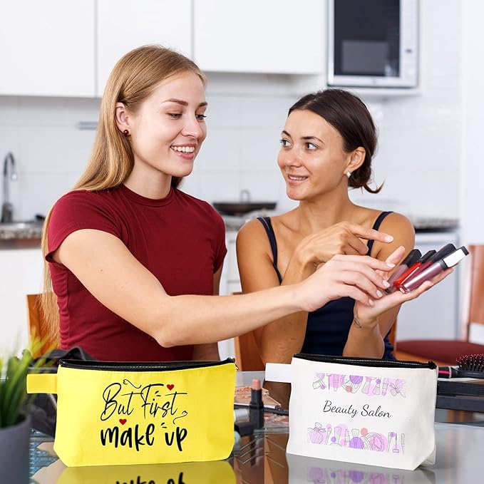 Reginary 60 Pieces Canvas Makeup Bags Bulk Cute Travel Cosmetic Pouch Multipurpose Blank Small Toiletry Bag DIY with Zipper for Women Teens Operation Christmas Gifts Items, 15 Colors(9.8 x 5 x 2 Inch)