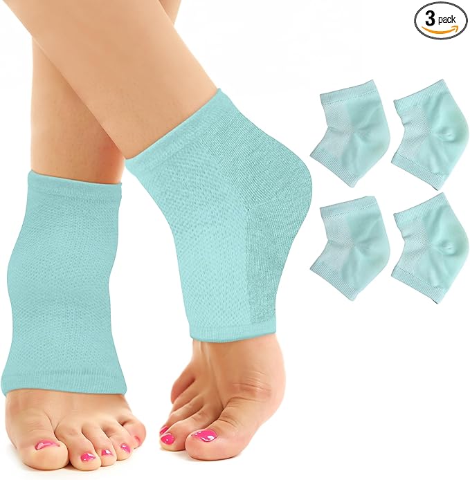 Moisturizing Socks for Women & Men | Aloe Vera Cracked Heel Treatment | Foot Callus Remover | Aloe Socks for Cracked Heels & Dry Cracked Feet | Lotion Infused Gel Heel Socks (Fits Most - 2 Pairs)