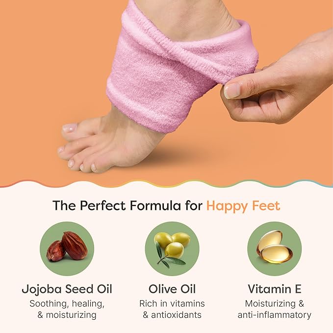 ZenToes Moisturizing Fuzzy Sleep Socks with Vitamin E, Olive Oil and Jojoba Seed Oil to Soften and Hydrate Dry Cracked Heels (Regular, Blue and Pink)