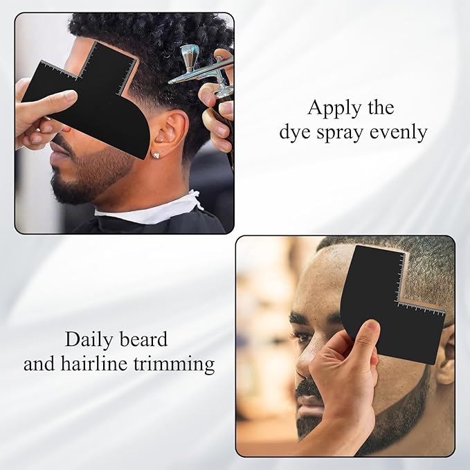 6 Pcs Enhancement Card for Barbers with Measurement Indicator, Reusable Beard Shaper and Hairline Shaping Tool to Clean Barber Accessories Color Spray Edge Line Up Tool (Black)