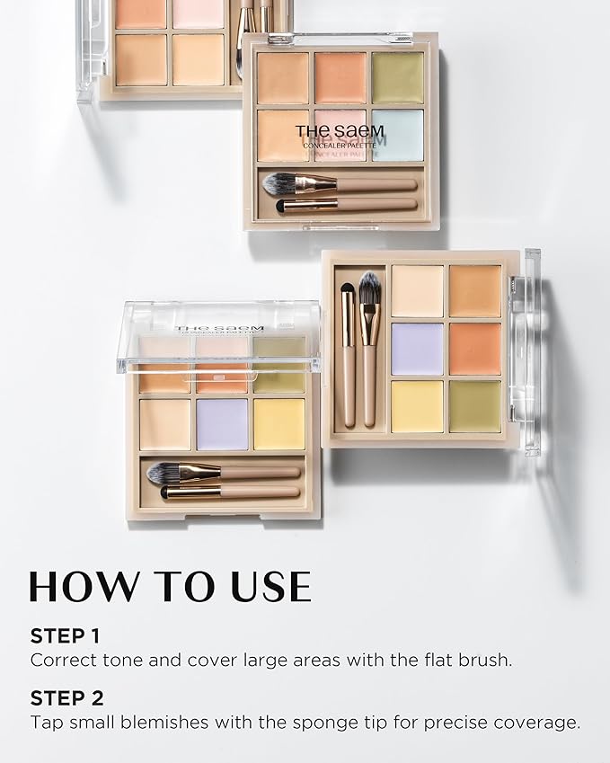 THESAEM Cover Perfection Concealer Palette 02 Cover&Light - Multi Use 6 Colors Correcting Conceal Palette - for Dark Circles, Imperfections, Face Tone Corrector, Ideal for Fair to Light Skin