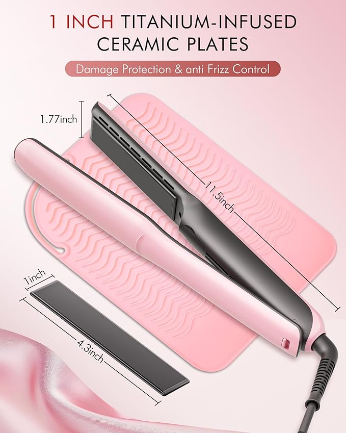 Betahouse Flat Iron Hair Straightener Airflow Curling Iron, Hair Straightener and Curler 2 in 1, 1 Inch Ionic Curling Wand with Cooling Air and Essential Oil Scent, 3 Temp 350-450℉ Dual Voltage