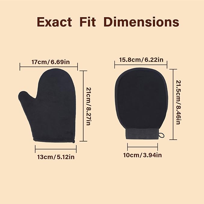 Self Tanner Mitt Applicator Set 2 Pack, Self Tanning Mitt For Self Tanner Body, Streak Free Sunless Tan Gloves, Exfoliating Gloves For Self Tanner,Tanning Mit Kit,Tan Mit Applicator