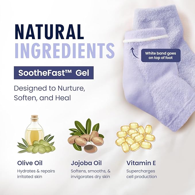 Dr. Frederick's Original Moisturizing Fuzzy Heel Socks - 2 Pairs - Cozy Gel-Lined Sleep Socks for Women & Men - Soothes Dry, Cracked Feet - Heel Repair - Lilac Leisure