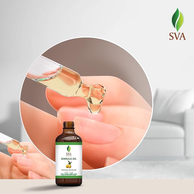 SVA Organic Marula Seed Oil - 4 Fl Oz - 100% Natural Cold Pressed Virgin Marula Oil Organic - for Face, Skin Care, Hair Care, Scalp Massage & Body Massage – Unrefined Carrier Oil with Dropper