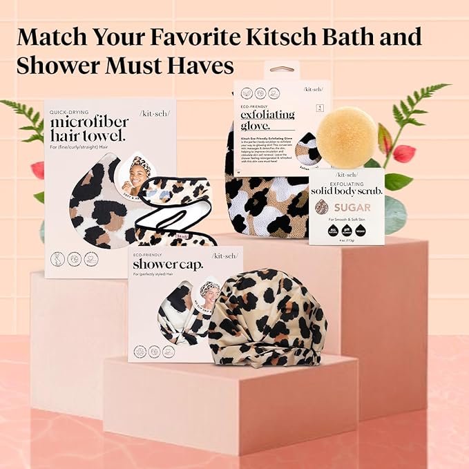 Kitsch Exfoliating Glove – Korean Exfoliating Mitt & Deep Exfoliating Body Scrubber for Shower, Bath | Body Exfoliator, Dead Skin Remover | Skin Care for Smooth, Renewed Skin - 1pc, Leopard