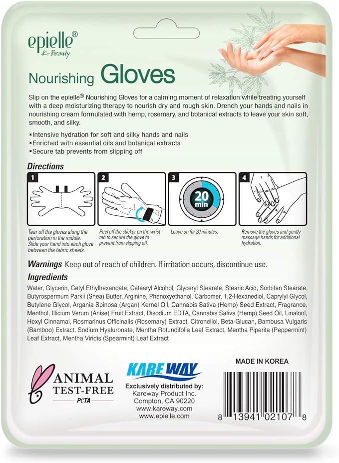 Epielle Relaxing & Nourishing Hand & Foot Masks 12 Pairs, Repair and Relax Dry Hands & Cracked Heels with Lavender Extract & Hemp, Korean Skin Care, Spa Self Care Gifts for Women, 6 Gloves & 6 Socks