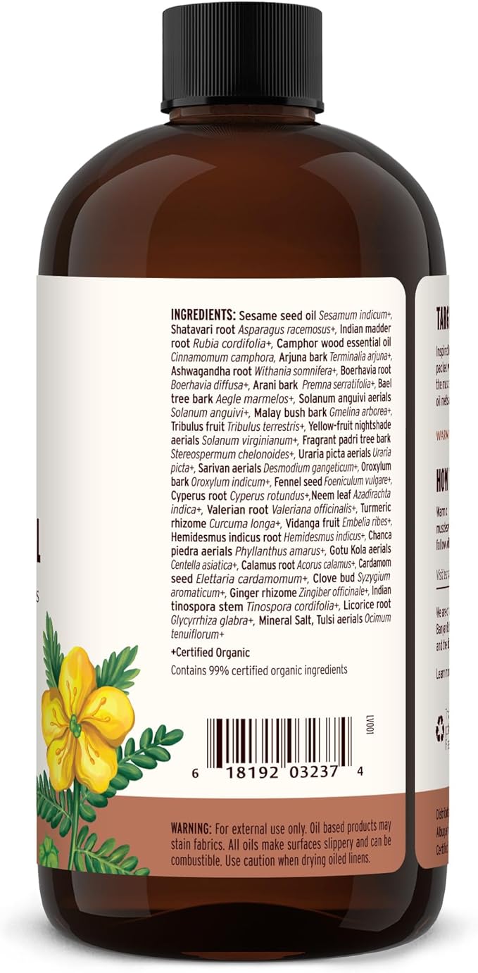 Banyan Botanicals Mahanarayan Oil – 99% Organic Ayurvedic Massage Oil – Penetrating Herbal Oil Used to Warm, Comfort, and Soothe Joints and Muscles – 24 oz. – Non GMO Sustainably Sourced Abhyanga Oil