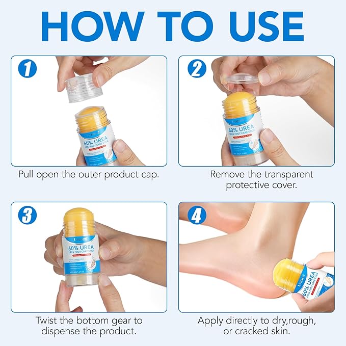 Urea Cream 60% plus Salicylic Acid 2% Urea Foot Care Stick, Foot Cream for Foot Callus Remover, Feet Moisturizer Stick for Dry Cracked Heels, Hands, Knees, Hydrating Heel Balm, Easy To Use