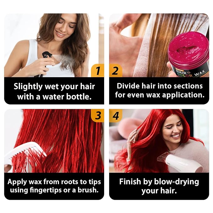 4oz Temporary Hair Color Wax for Men Women Kids Daily Party Cosplay Christmas DIY Washable Hair Chalk Natural Instant Hair Color for Women Temporary Hair Dye for Children (Blue&Purple&Pink&Green 4pcs)