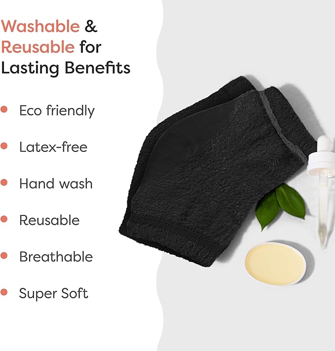 ZenToes Moisturizing Socks for Cracked Heel Treatment - Vitamin E, Olive Oil and Jojoba Oil Infused Heel Socks to Soften and Hydrate (Fuzzy Black, Wide Width)