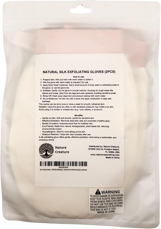 – Vegan Silk Exfoliating Glove (2pcs) for Face, Body, and Hands | Natural Body Scrubber for Dead Skin Removal | Exfoliating Mitt Eco-Friendly, Perfect for Spa, Bath, and Shower