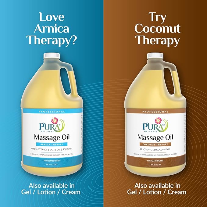 Wellness Professional 128oz Arnica Massage Oil, Arnica Oil for Bruising, Unscented, Deep Tissue Massage, for Therapy, Hypoallergenic, for Physical Therapy, Natural, Skin Moisturizing