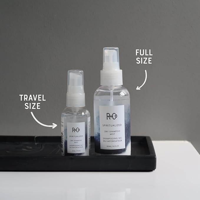 R+Co Spiritualized Dry Shampoo Mist Travel Size | Post-Workout Non-Aerosol Formula | Removes Build Up + Soothes Scalp + Extends Wash | TSA Approved | Vegan + Cruelty-Free | Set of 2