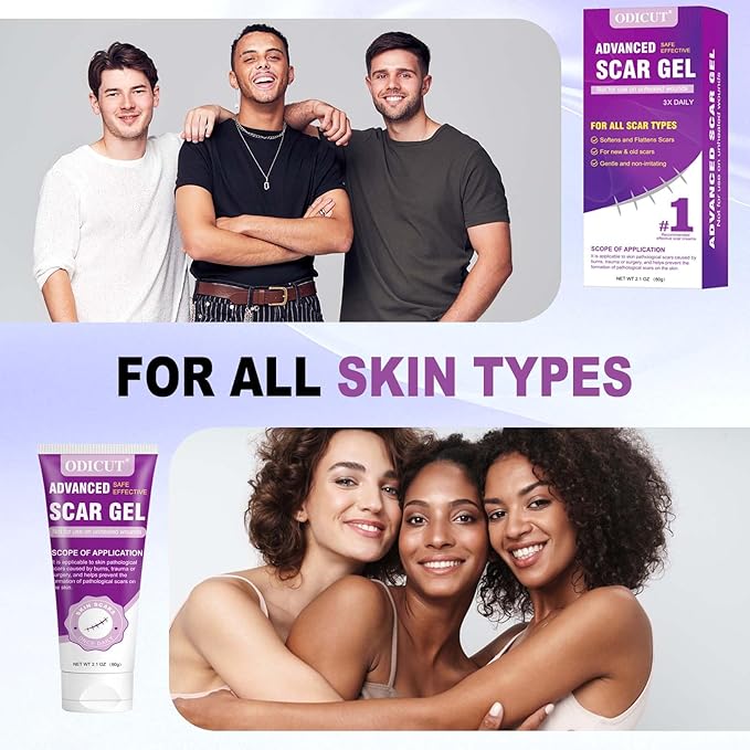 Silicone Scar Gel - 16.5% Complex Active Repair Scar Cream, 2.1 oz for Stretch Marks & Surgical Scar Treatment, Keloid Care for All Skin Types. Effective on New & Old Scars, Pregnancy, Keloids-Purple