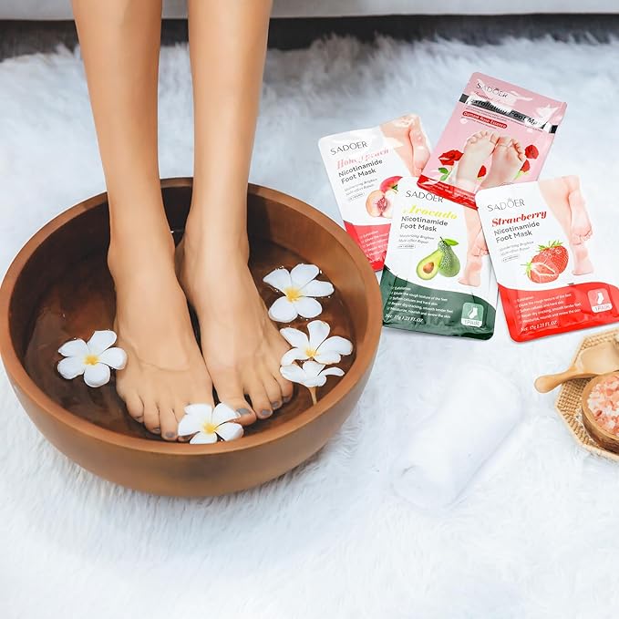 48 Pcs Fruits Foot Mask Bulk Hydrating Moisturizing Socks Feet Peeling Mask for Dry Cracked Aloe Foot Care for Spa Day Kit Beauty Relaxation Gift for Women