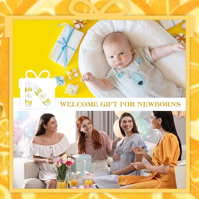 Fumete 50 Pack Lemon Baby Shower Party Gifts Favors Bulk Lip Balms for Guests Boys Girls Neutral Gender Reveal Favors for Baby Shower Prizes Souvenirs Bags Stuffer Classroom Prizes