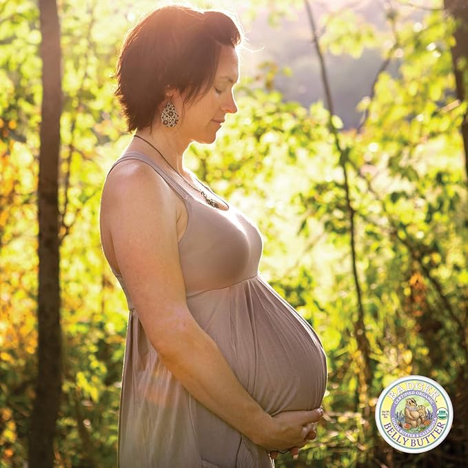 Badger Belly Butter, Organic Stretch Mark Cream for Pregnant Belly, Rich Hypoallergenic Moisturizing Organic Cocoa Butter & Coconut Body Butter for Women, 2 oz Tin, 2-Pack