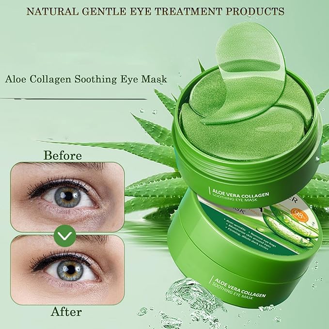 Under Eye Patches for Dark Circles, Puffiness and Eye Bags, Aloe Vera Eye Mask,Wrinkle Treatment Anti-Aging Rejuvenating Moisturizing Skin Care 60PCS Collagen Eye Gel Pads Anti-Wrinkle Eye Patches
