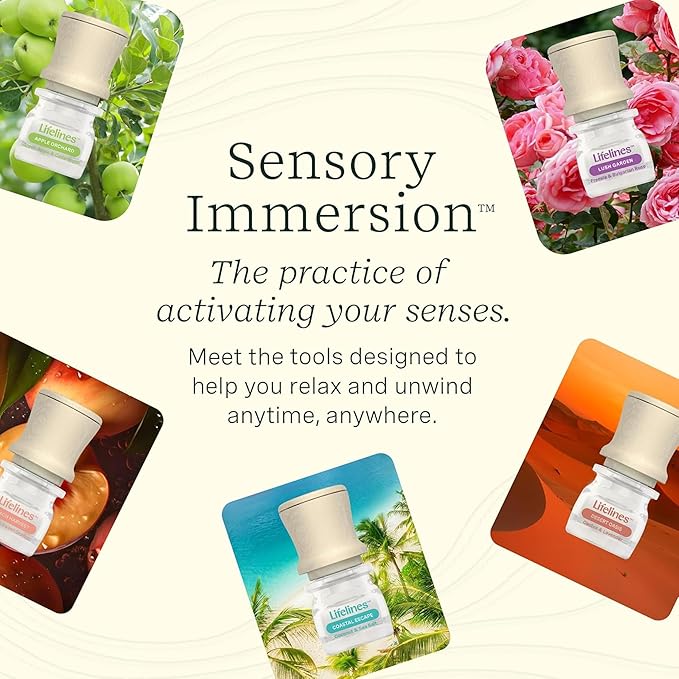 Lifelines Essential Oil Blends, 5-Pack Be Transported Discovery Set - Blended Essential Oils with Precision Pump for Aromatherapy Diffusers - Long-Lasting Scented Fragrance